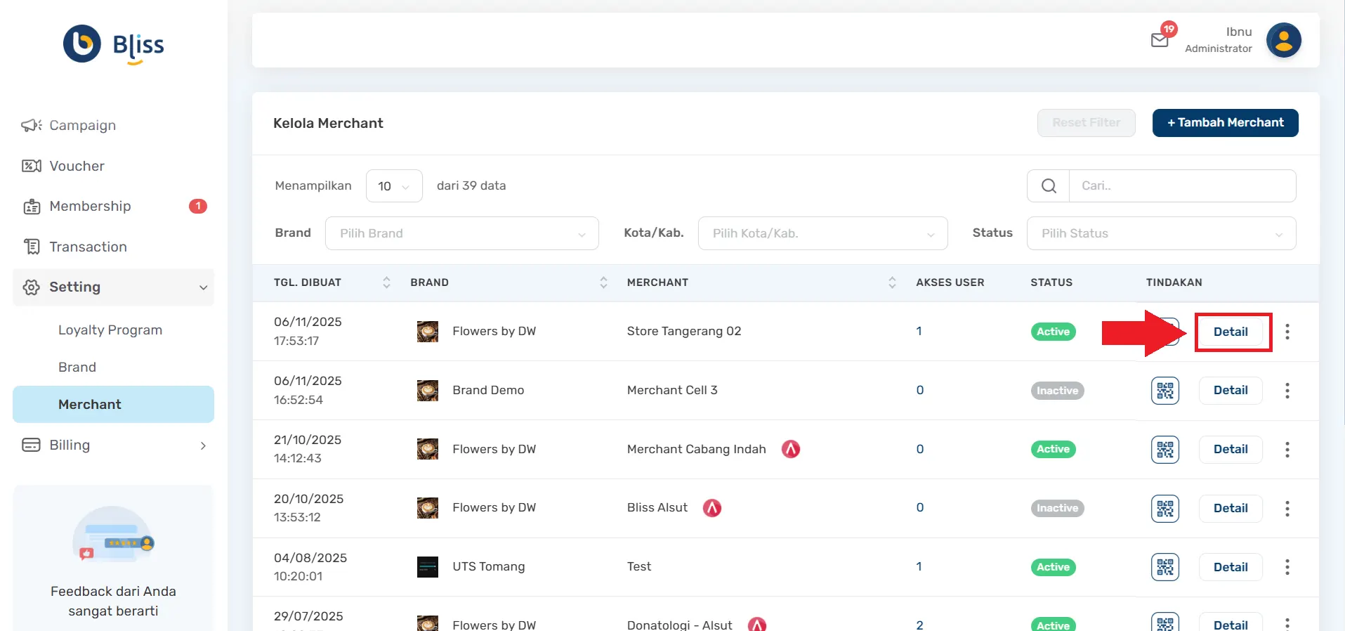 Cara akses halaman merchant